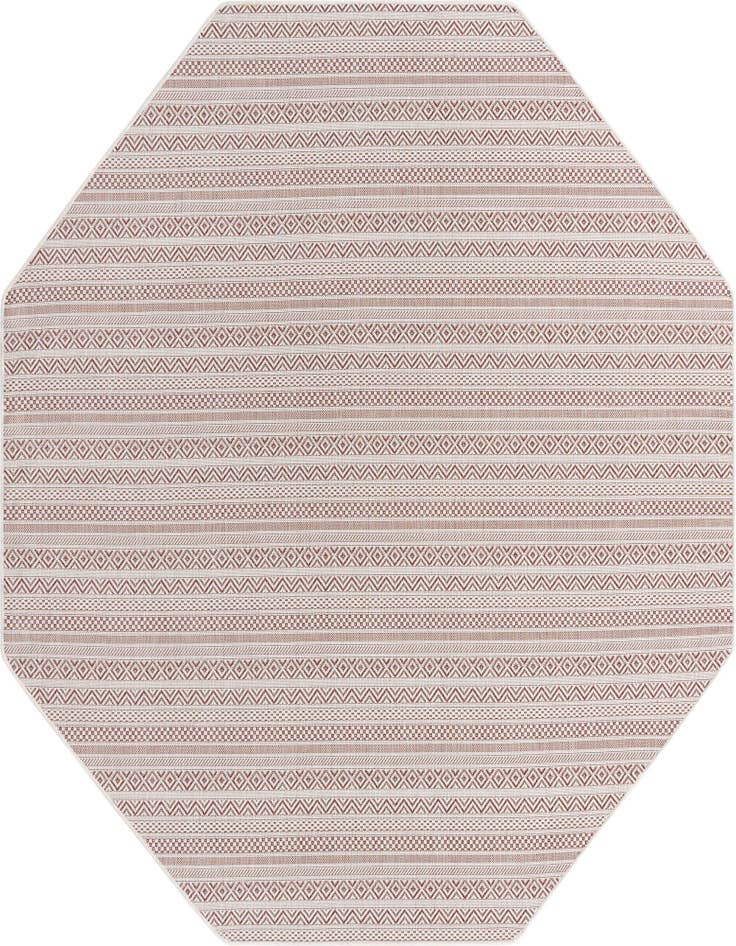 Detail image of 7' 10 x 7' 10 Easy-Clean Striped Indoor / Outdoor Octagon Rug