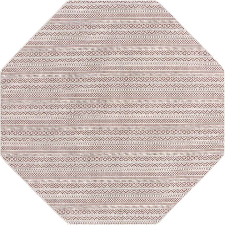 7' 10 x 7' 10 Easy-Clean Striped Indoor / Outdoor Octagon Rug