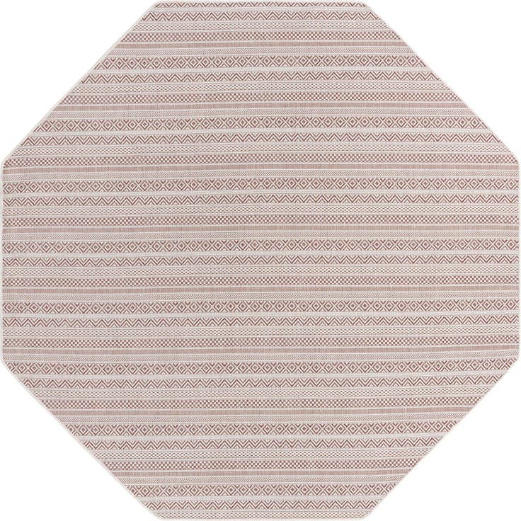 Detail image of 7' 10 x 7' 10 Easy-Clean Striped Indoor / Outdoor Octagon Rug