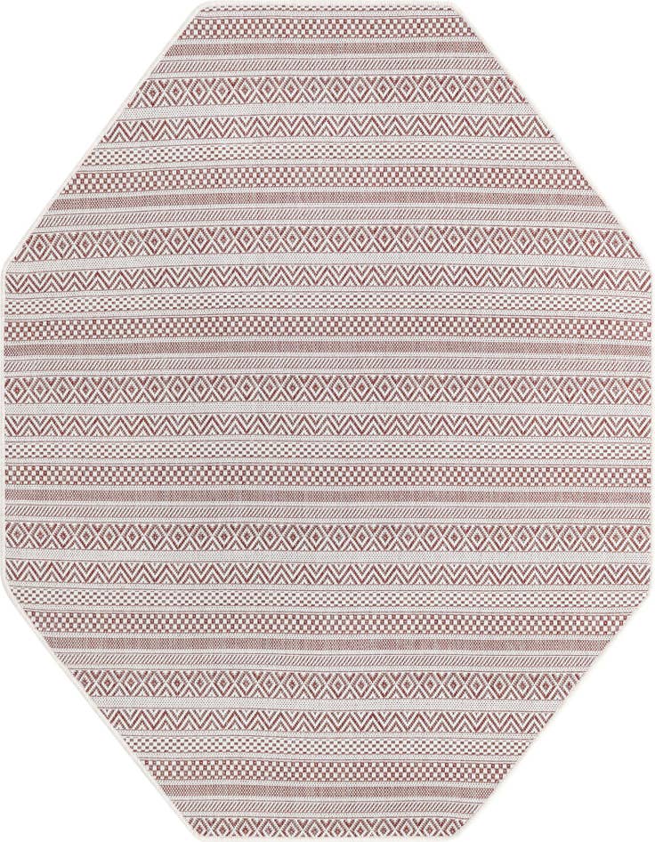 Detail image of 5' 3 x 5' 3 Easy-Clean Striped Indoor / Outdoor Octagon Rug