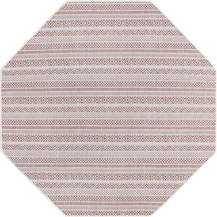 5' 3 x 5' 3 Easy-Clean Striped Indoor / Outdoor Octagon Rug