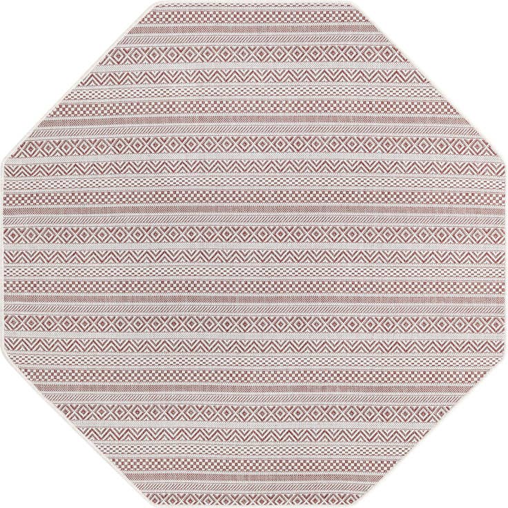 Detail image of 5' 3 x 5' 3 Easy-Clean Striped Indoor / Outdoor Octagon Rug