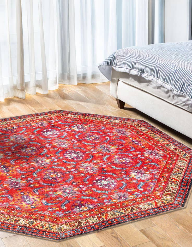 Detail image of 7' 6 x 7' 6 Washable Timeless Octagon Rug