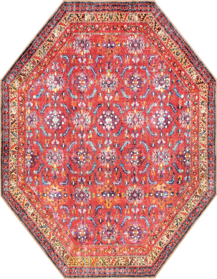 Detail image of 7' 6 x 7' 6 Washable Timeless Octagon Rug