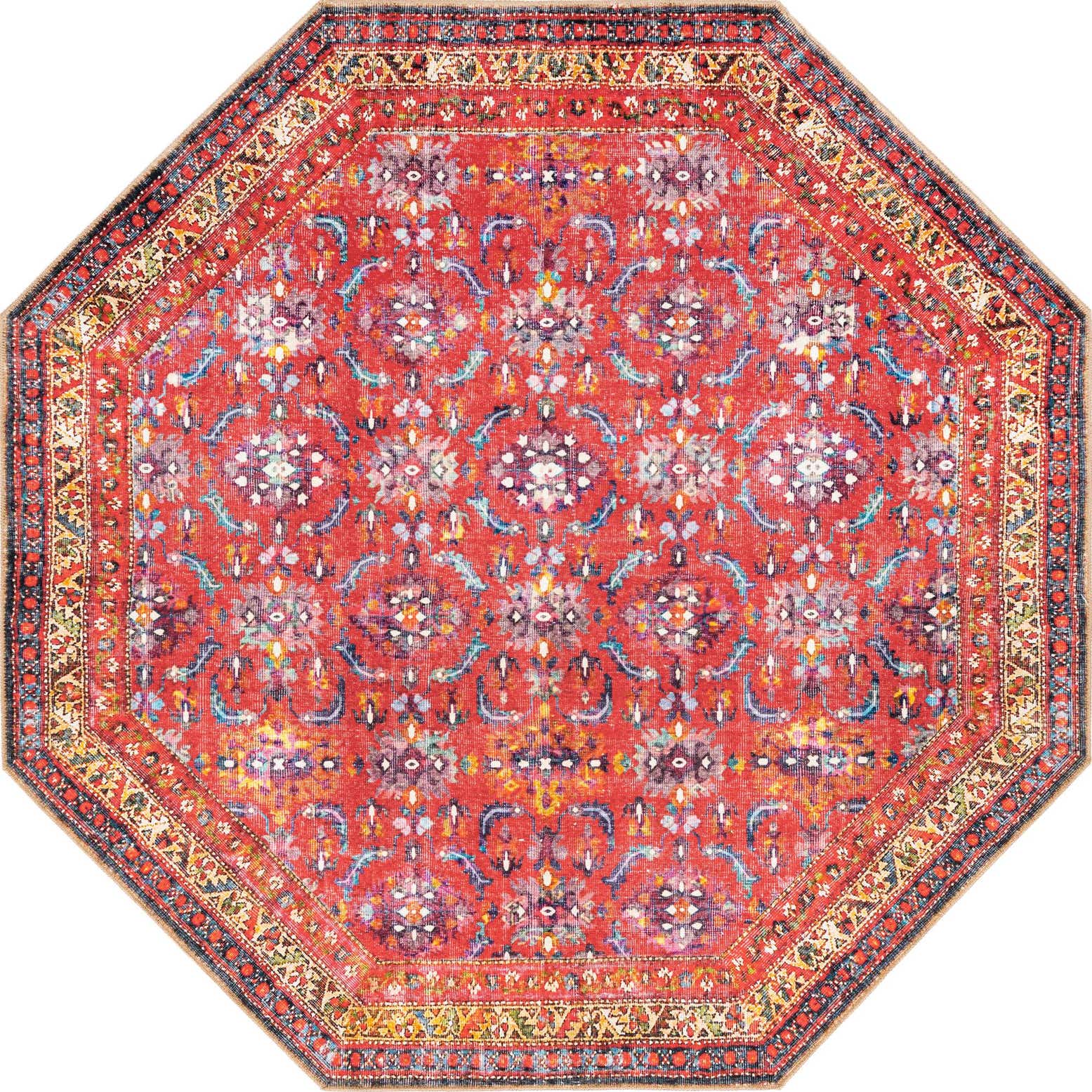 7' 6 x 7' 6 Washable Timeless Octagon Rug