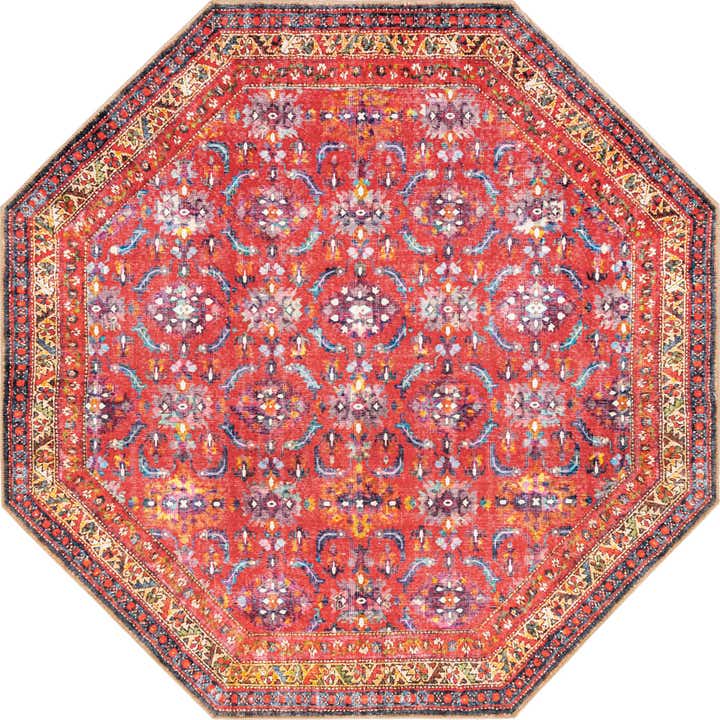 7' 6 x 7' 6 Washable Timeless Octagon Rug