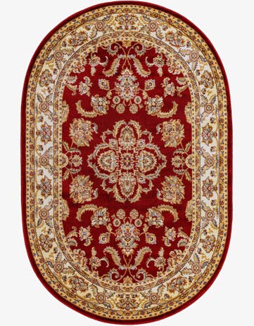 Red Aditi Oval Rug
