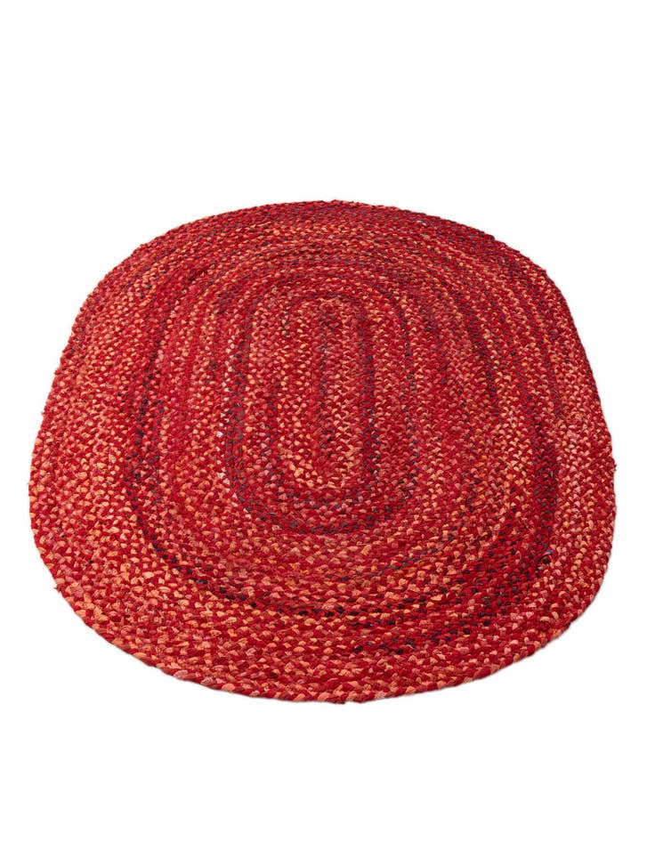 Detail image of 4' 2 x 6' 1 Handmade Braided Chindi Oval Rug