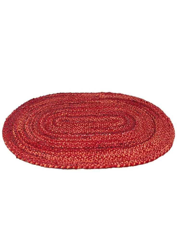 Detail image of 4' 2 x 6' 1 Handmade Braided Chindi Oval Rug