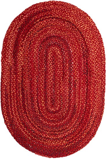  4' 2 x 6' 1  Hand Braided Chindi Oval Rug