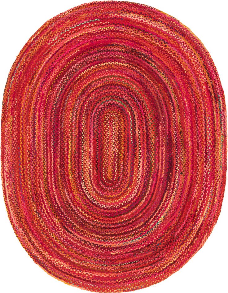 Detail image of 8' x 10'  Hand Braided Chindi Oval Rug