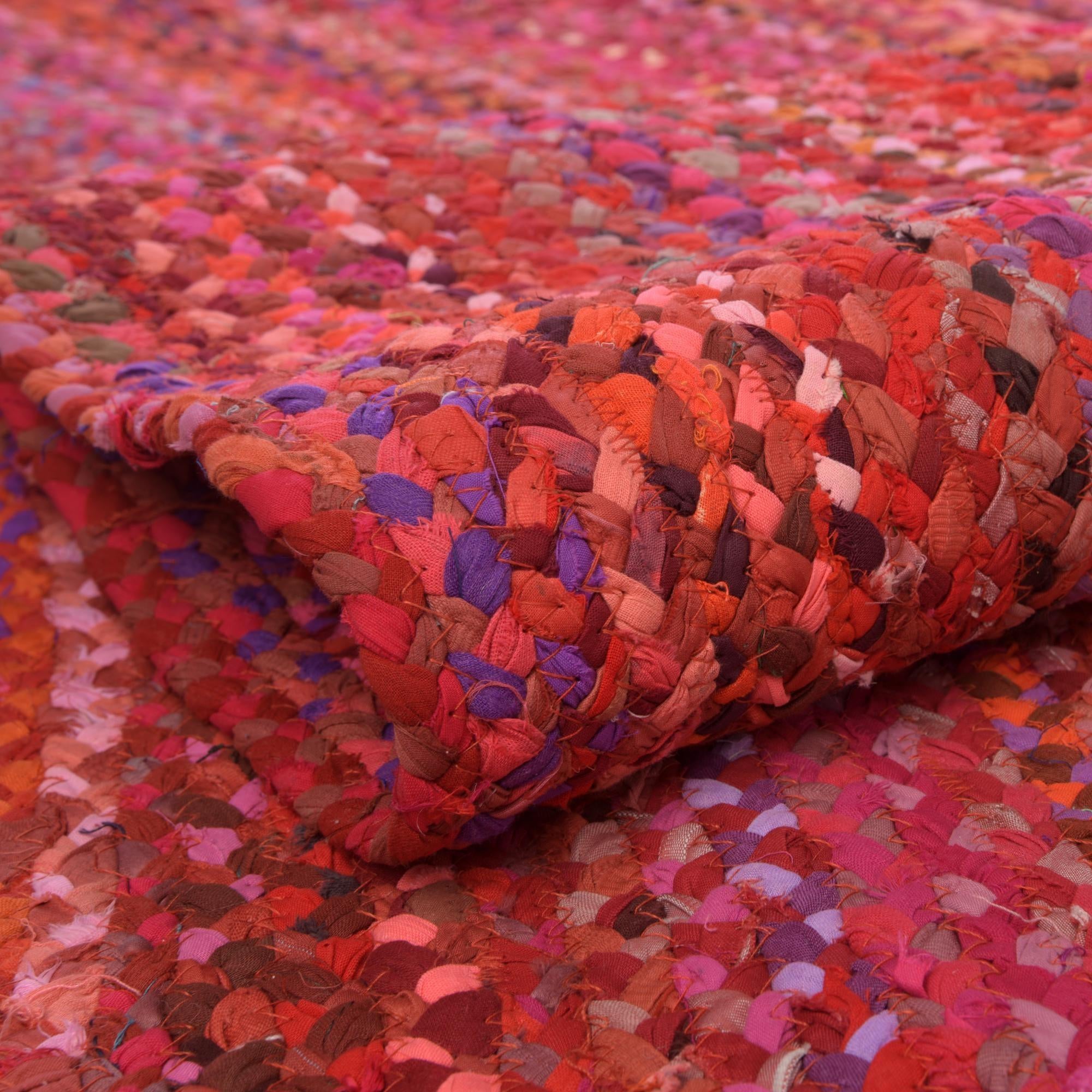 8' x 10' Handmade Braided Chindi Oval Rug