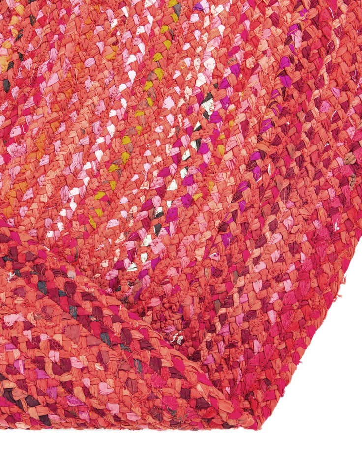 Detail image of 8' x 10'  Hand Braided Chindi Oval Rug