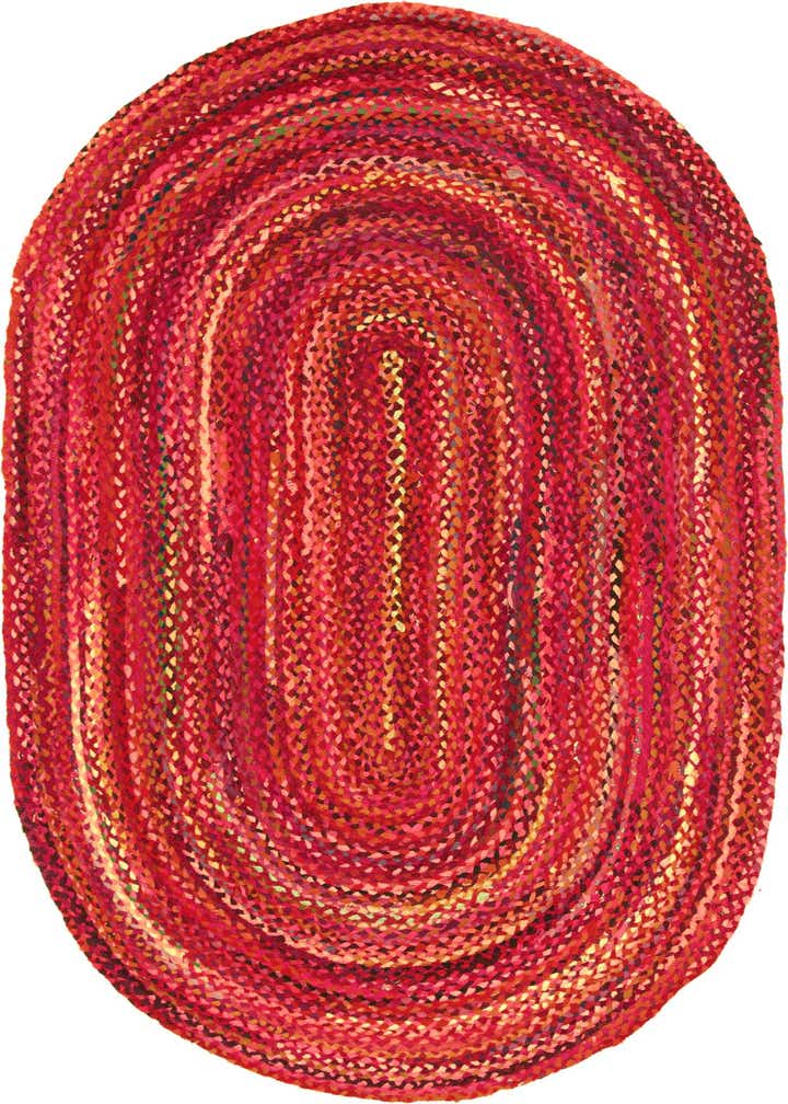 5' 1 x 8' Handmade Braided Chindi Oval Rug