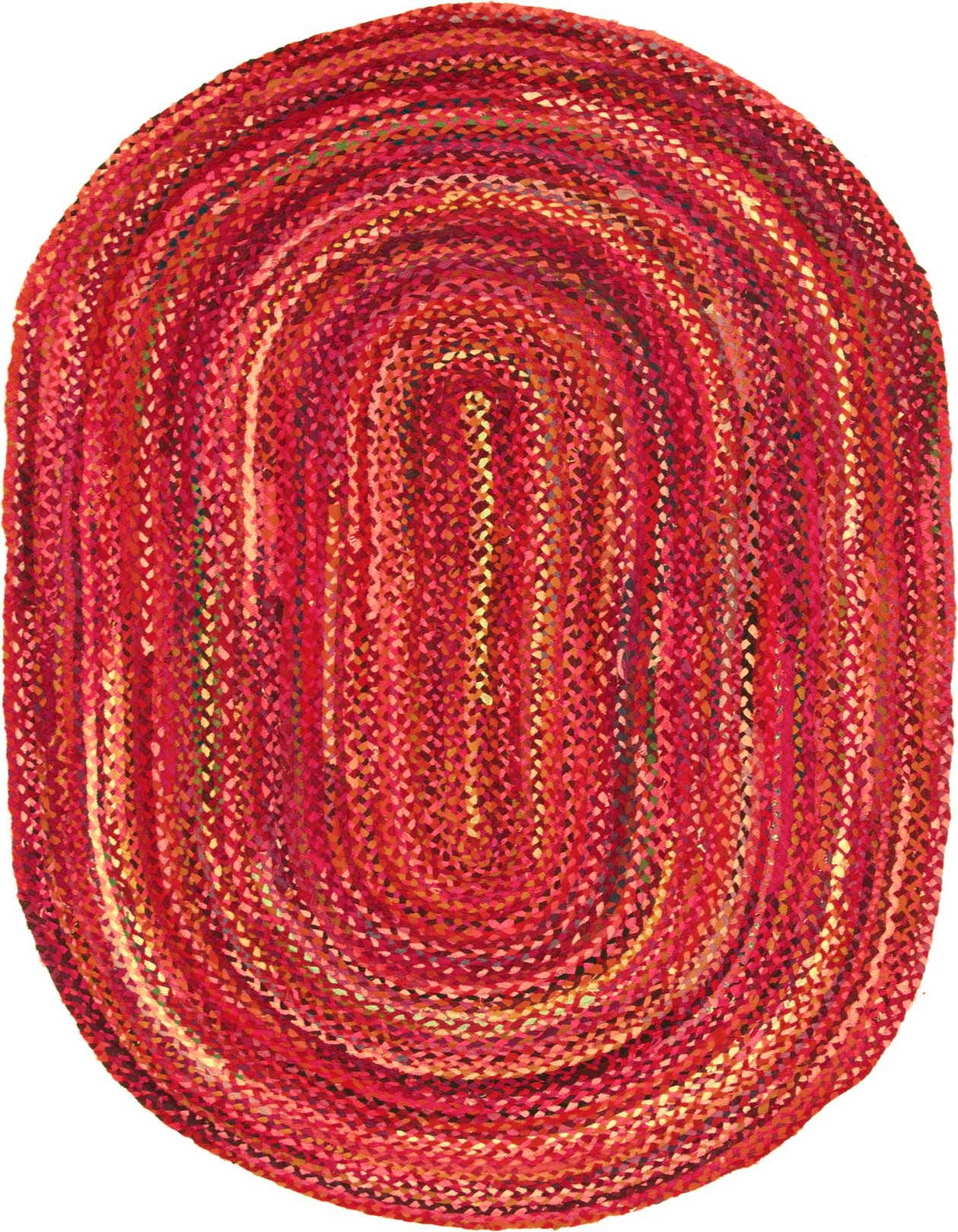 5' 1 x 8' Handmade Braided Chindi Oval Rug
