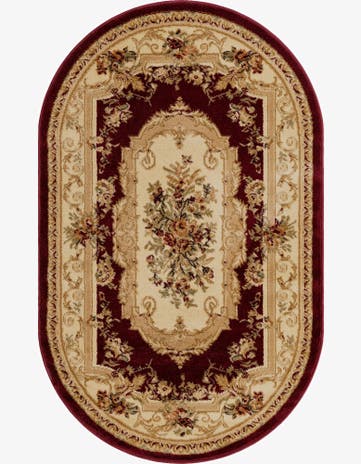 Red Chateau Oval Rug