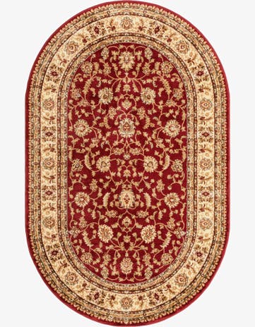 Red Classic Agra Oval Rug
