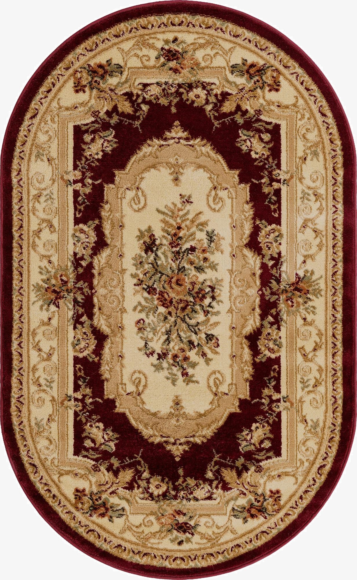 3' x 5' 3 Classic Aubusson Oval Rug