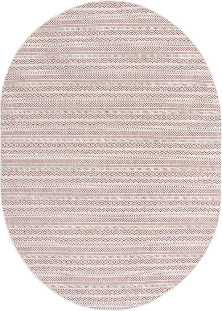 7' 10 x 10' Easy-Clean Striped Indoor / Outdoor Oval Rug
