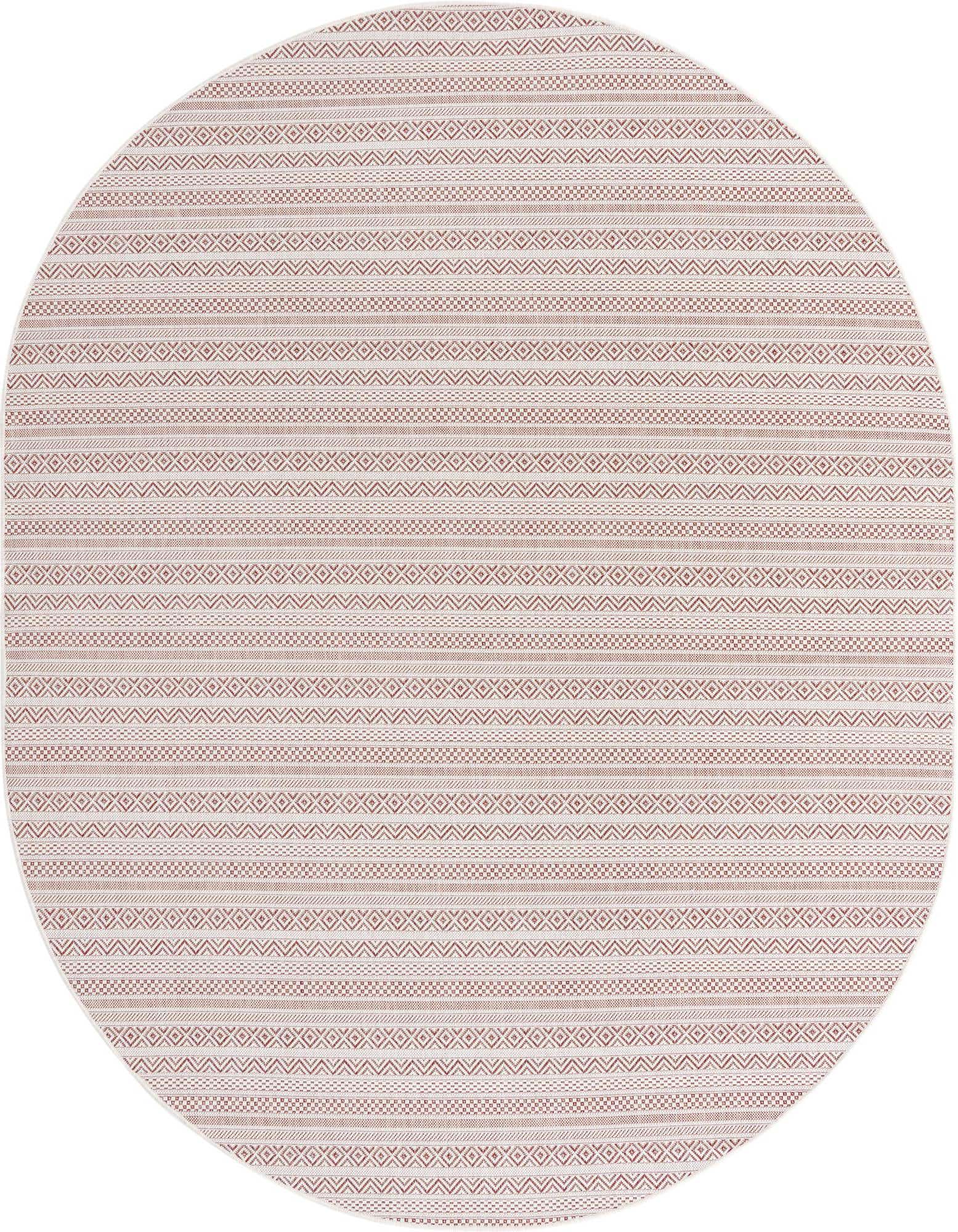 7' 10 x 10' Easy-Clean Striped Indoor / Outdoor Oval Rug