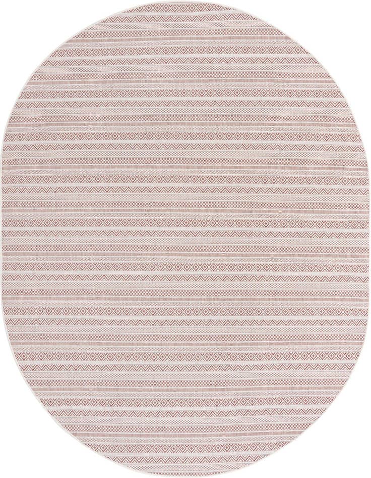 Detail image of 7' 10 x 10' Easy-Clean Striped Indoor / Outdoor Oval Rug