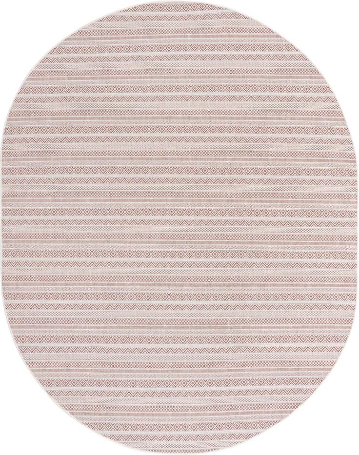 Detail image of 7' 10 x 10' Easy-Clean Striped Indoor / Outdoor Oval Rug