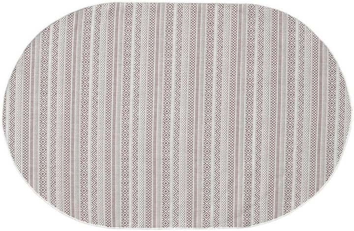 5' 3 x 8' Easy-Clean Striped Indoor / Outdoor Oval Rug