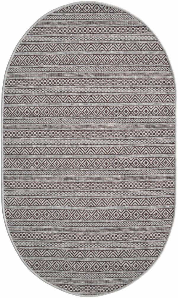 3' x 5' 3 Easy-Clean Striped Indoor / Outdoor Oval Rug