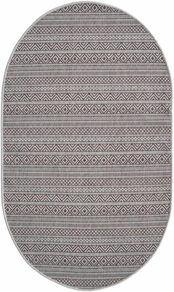 Detail image of 3' x 5' 3 Easy-Clean Striped Indoor / Outdoor Oval Rug