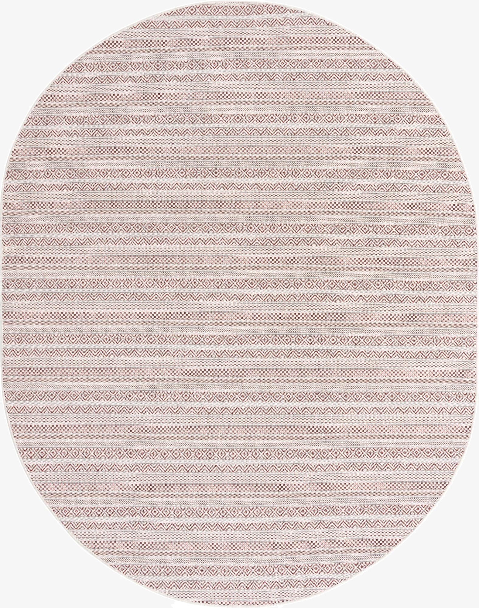 7' 10 x 10'  Washable Striped Indoor / Outdoor Oval Rug