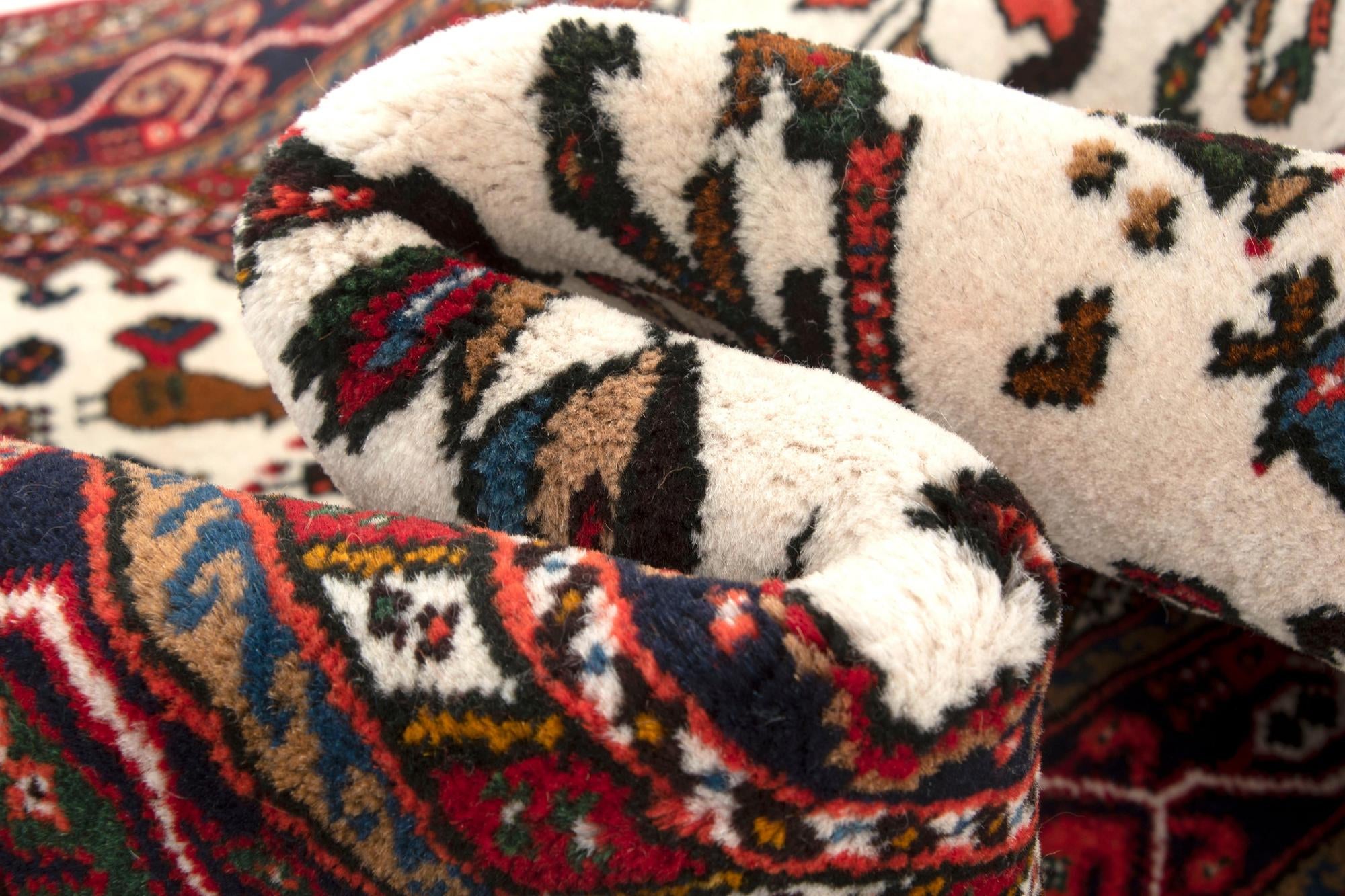 3' 4 x 4' 9 Hand Knotted Abadeh Persian Wool Rug