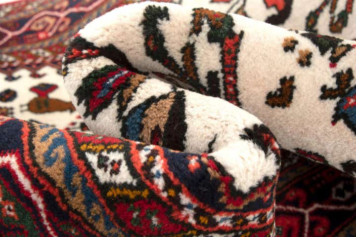 3' 4 x 4' 9 Hand Knotted Abadeh Persian Wool Rug