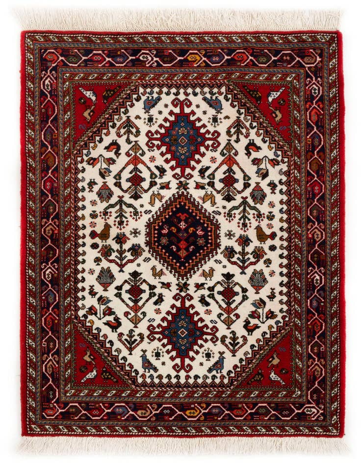 Detail image of 3' 4 x 4' 9 Hand Knotted Abadeh Persian Wool Rug