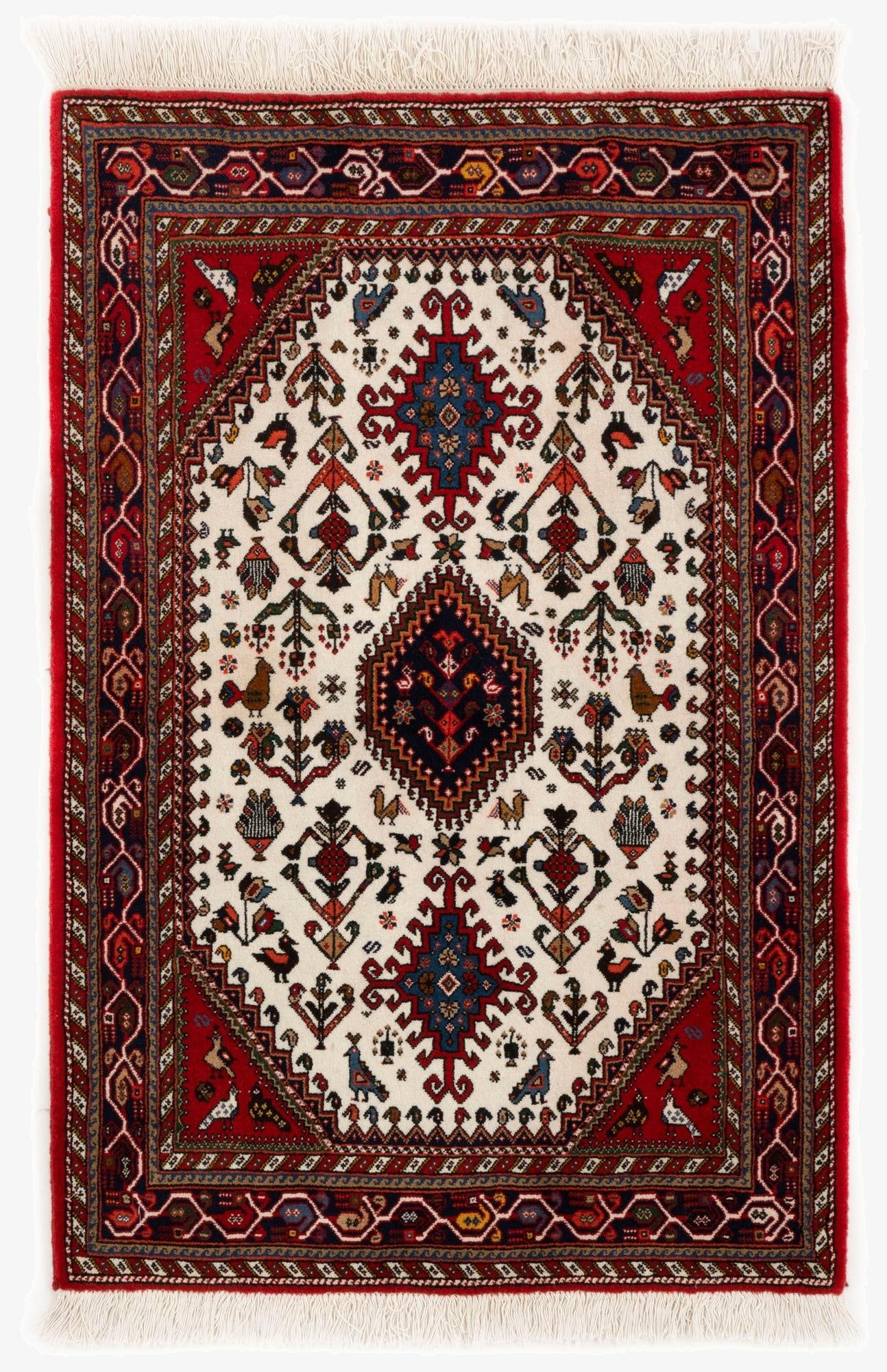 3' 4 x 4' 9  Hand Knotted Abadeh Persian Wool Rug