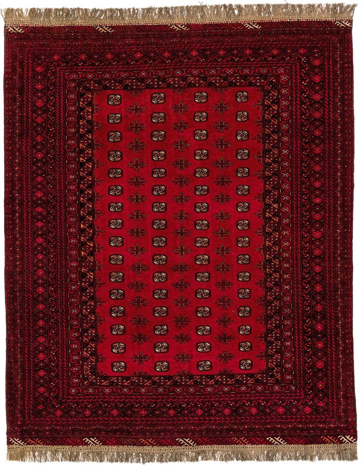 Detail image of 6' 6 x 9' 5 Hand Knotted Afghan Akhche Wool Rug