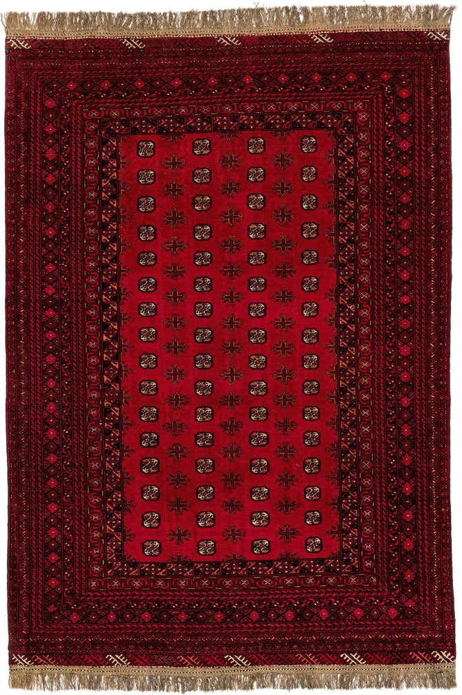 6' 6 x 9' 5 Hand Knotted Afghan Akhche Wool Rug