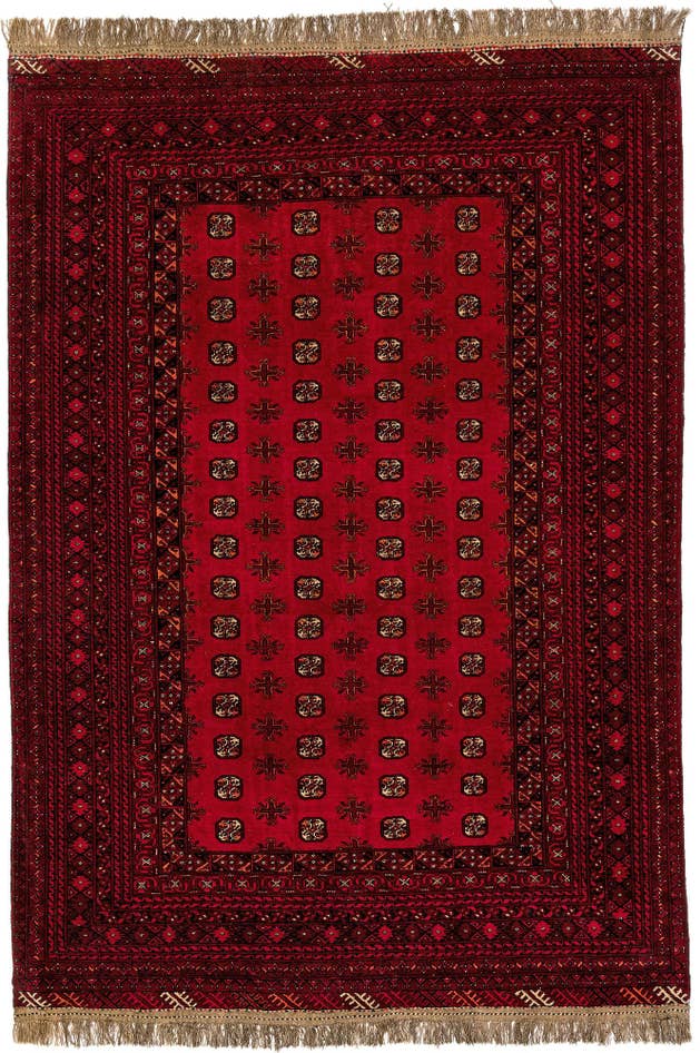 Detail image of 6' 6 x 9' 5 Hand Knotted Afghan Akhche Wool Rug