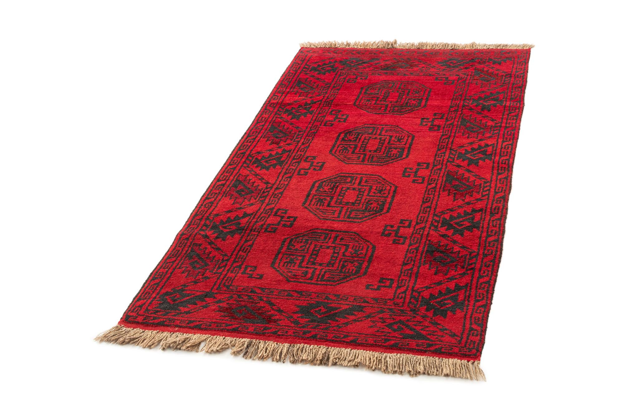 3' 4 x 5' 10 Hand Knotted Afghan Akhche Wool Rug
