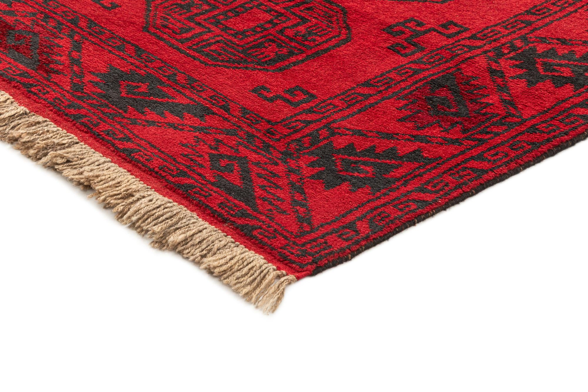 3' 4 x 5' 10 Hand Knotted Afghan Akhche Wool Rug