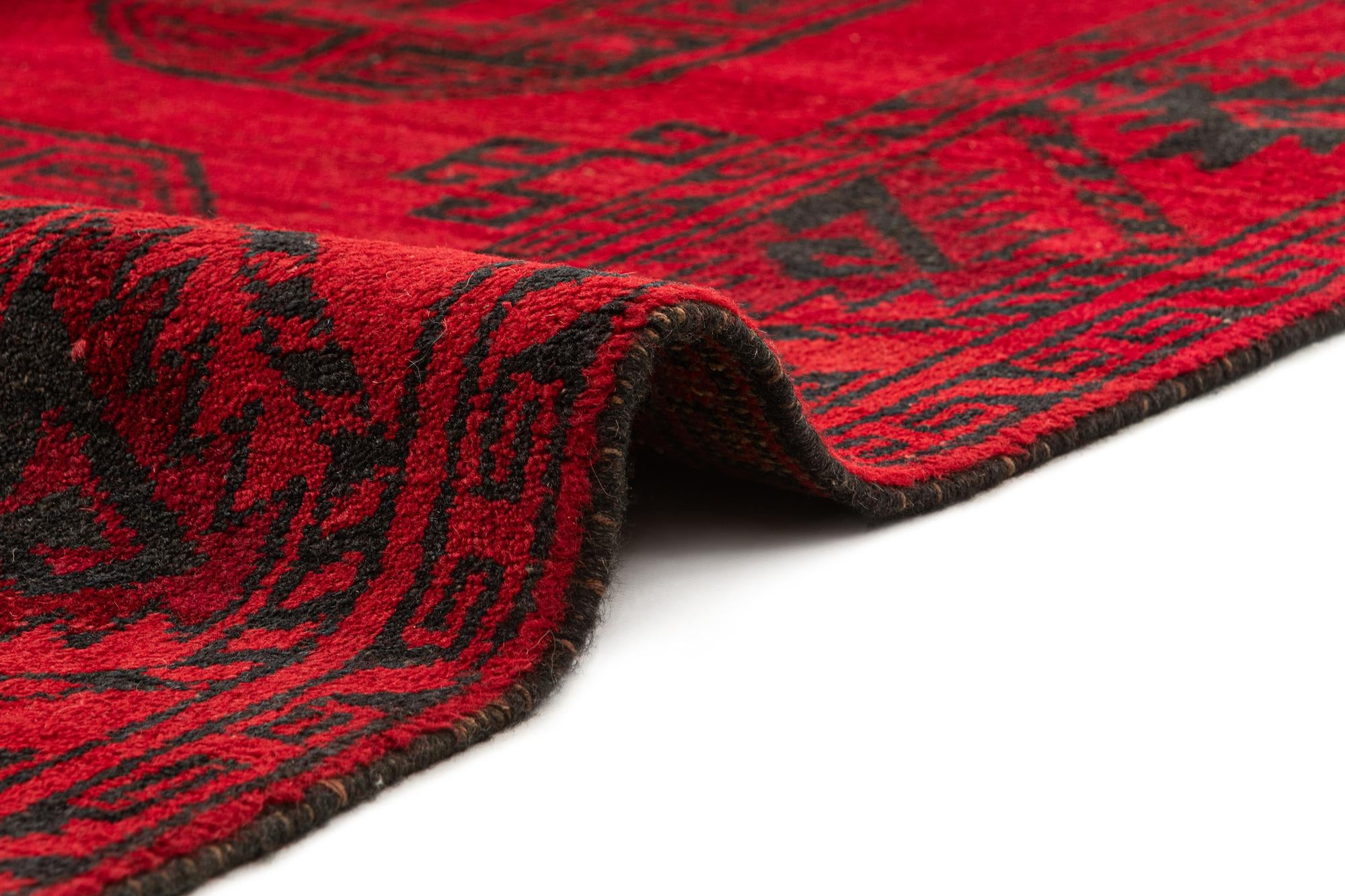 3' 4 x 5' 10 Hand Knotted Afghan Akhche Wool Rug