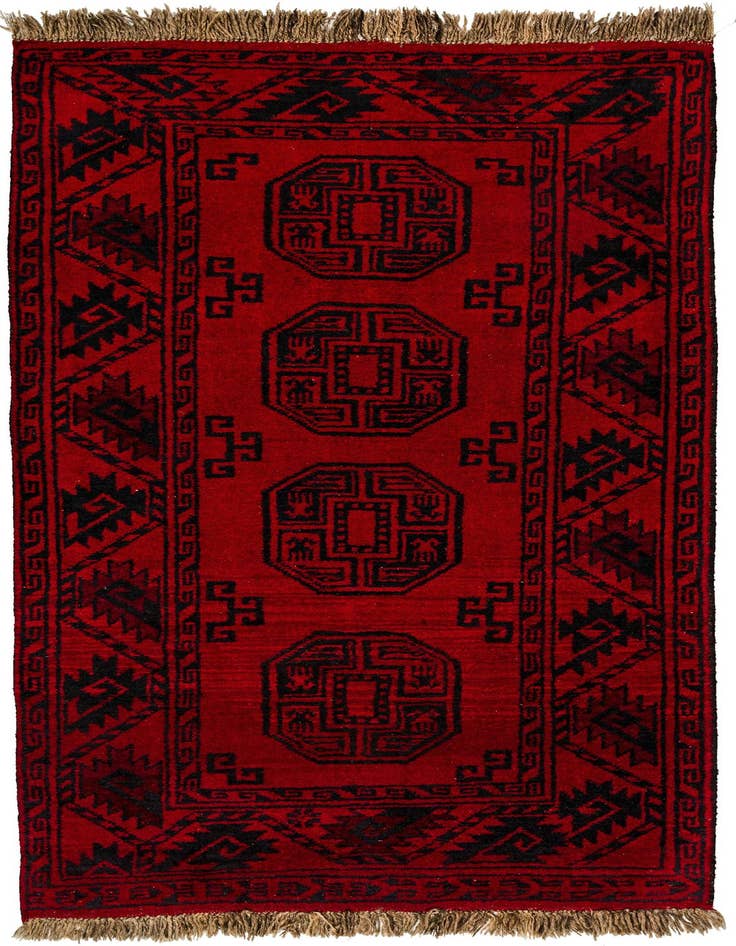 Detail image of 3' 4 x 5' 10 Hand Knotted Afghan Akhche Wool Rug