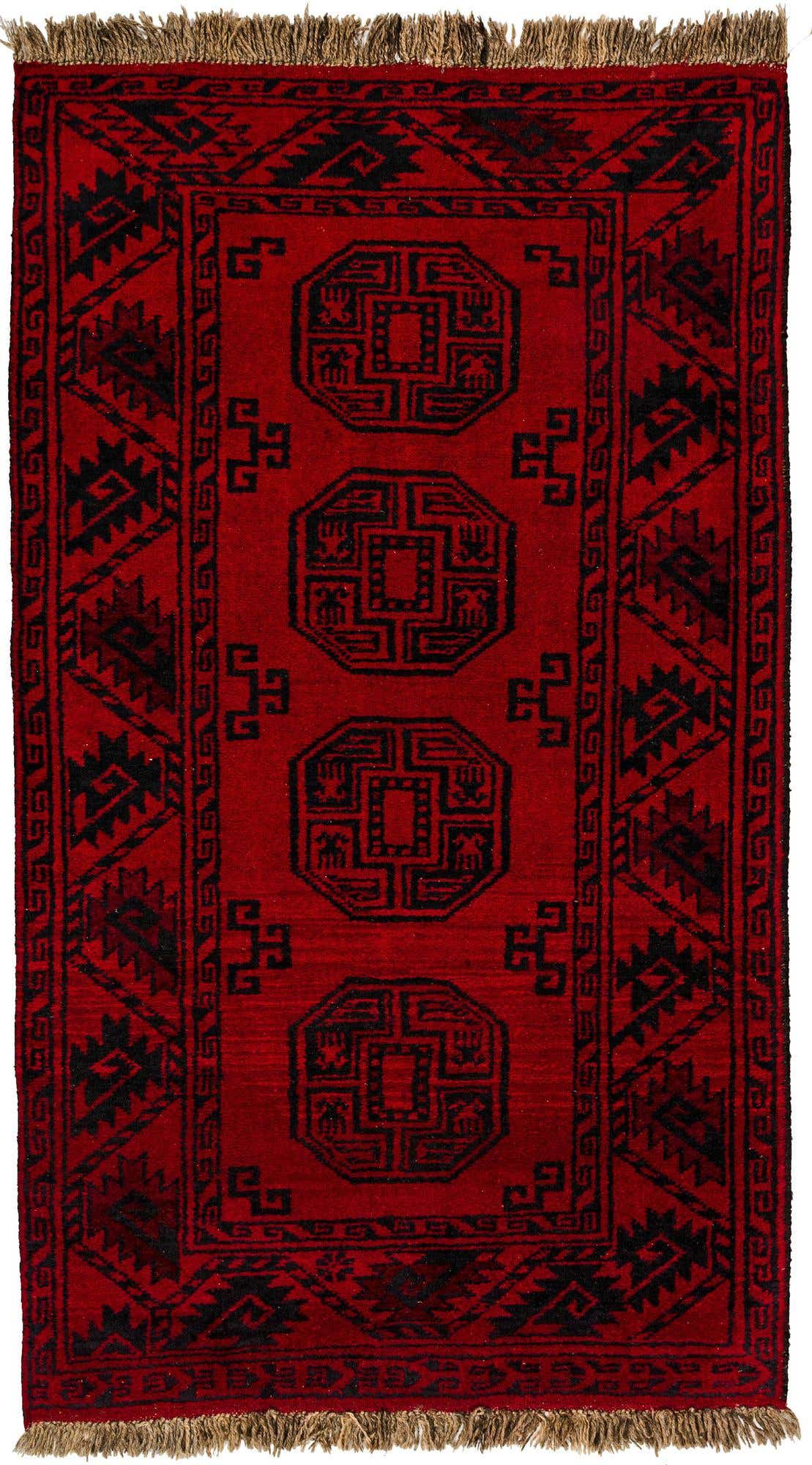 3' 4 x 5' 10 Hand Knotted Afghan Akhche Wool Rug