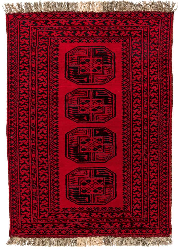 3' 4 x 6' 4 Hand Knotted Afghan Akhche Wool Rug