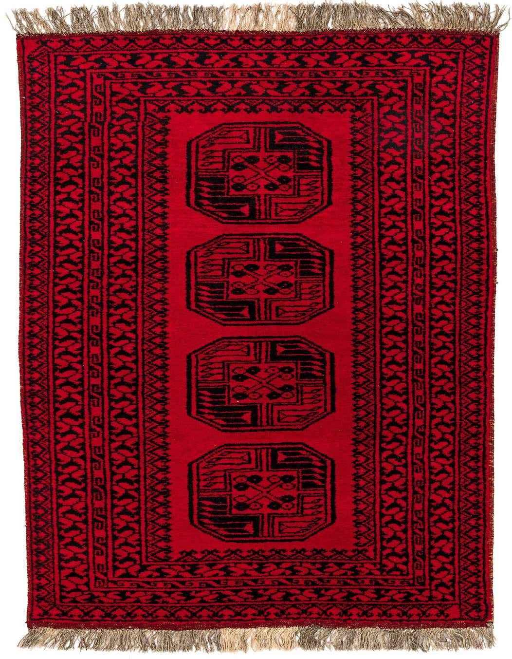 3' 4 x 6' 4 Hand Knotted Afghan Akhche Wool Rug