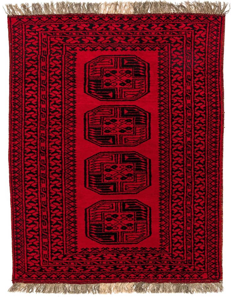 Detail image of 3' 4 x 6' 4 Hand Knotted Afghan Akhche Wool Rug