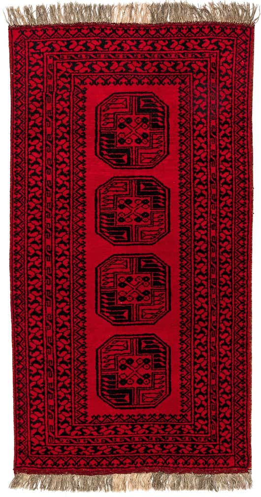 3' 4 x 6' 4 Hand Knotted Afghan Akhche Wool Rug