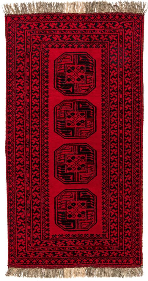 Detail image of 3' 4 x 6' 4 Hand Knotted Afghan Akhche Wool Rug