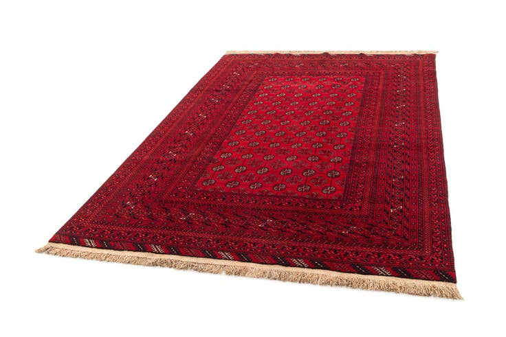 Detail image of 6' 7 x 9' 10 Hand Knotted Afghan Akhche Wool Rug