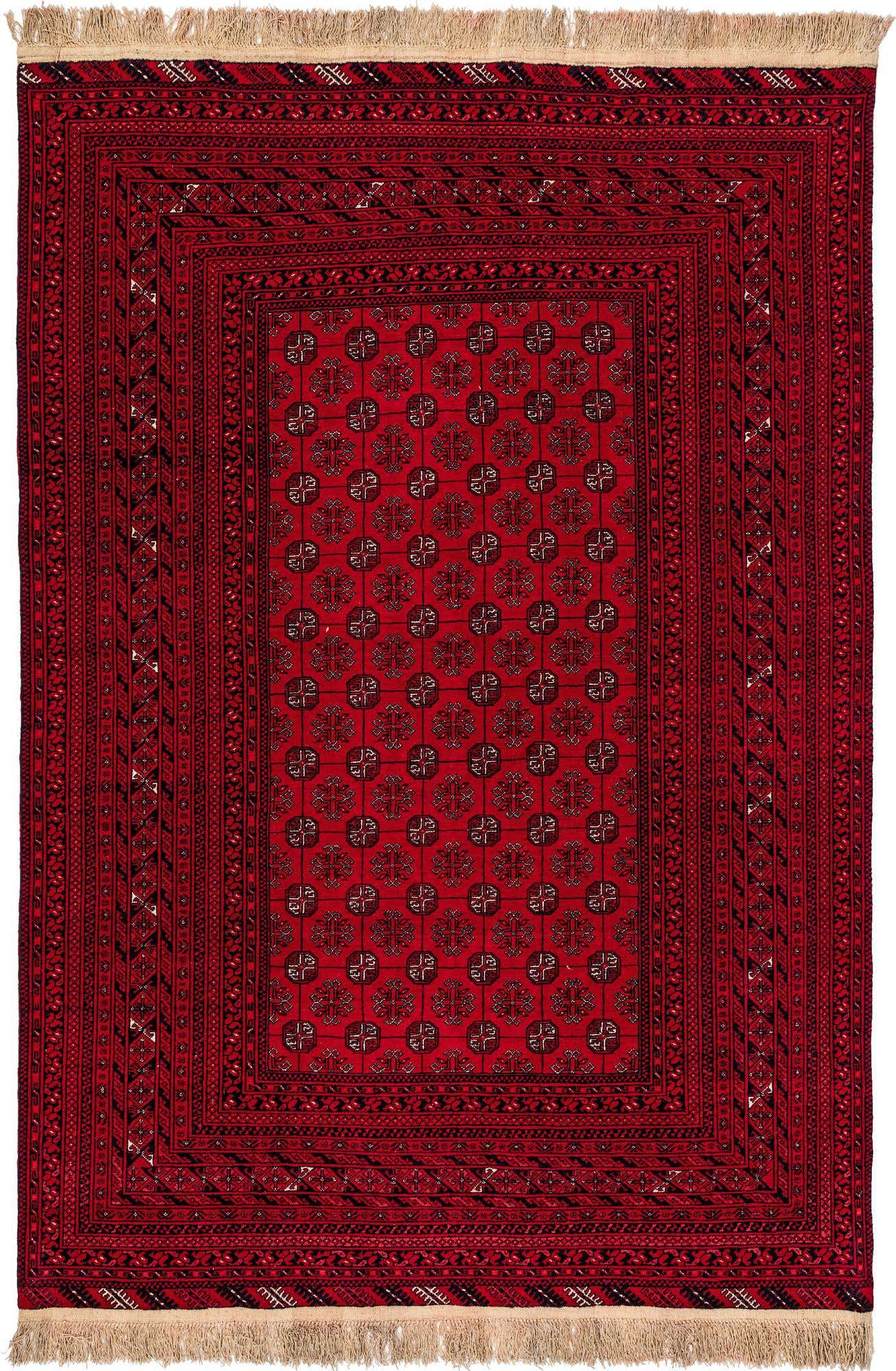 6' 7 x 9' 10 Hand Knotted Afghan Akhche Wool Rug