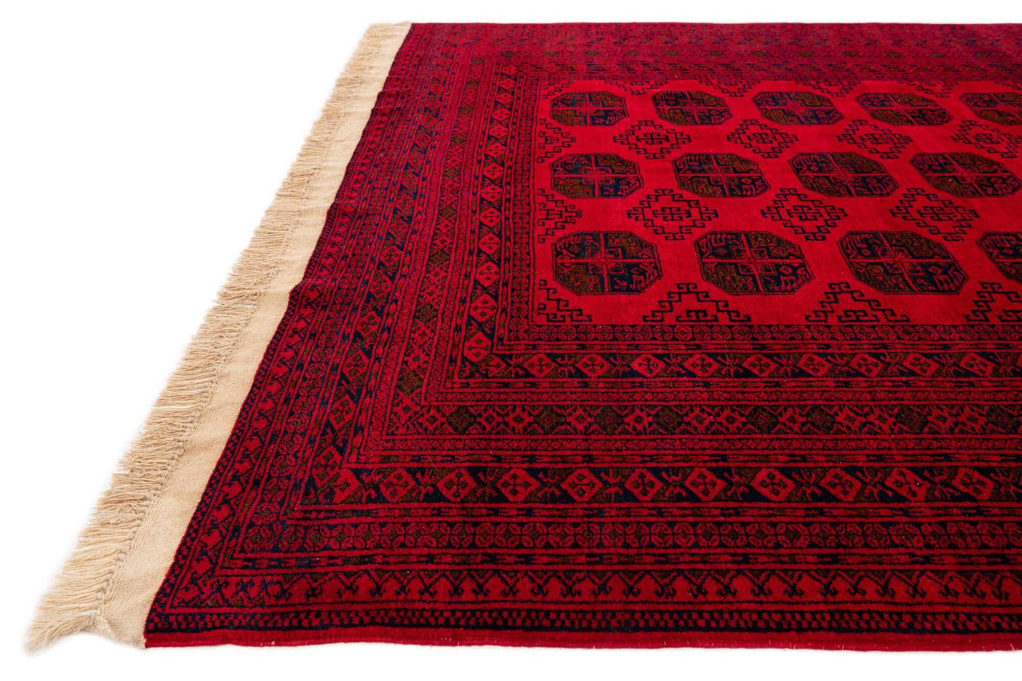 6' 6 x 10' Hand Knotted Afghan Akhche Wool Rug